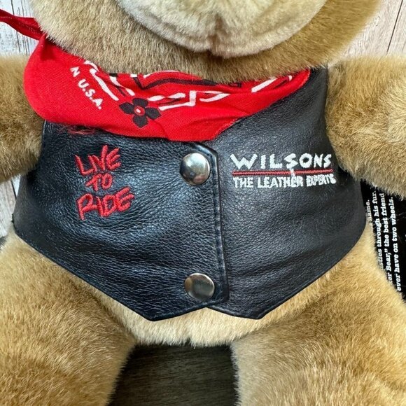 Vintage Billy The Biker Bear in Wilsons Leather Vest Limited Edition Plush toy - Picture 3 of 13